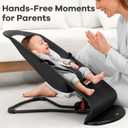 HKAI Baby Bouncer Seat for Babies 0-12 Months, Portable Infant Rocker Chair with Built-in Headrest Area, Soft Breathable Fabric, 3-Position Adjustable Backrest, Safety Harness (EXP 07/08/33)