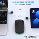 Bluetooth Wireless Mouse for MacBook Air Mac Pro iPad ,LED Rechargeable Silent Mouse with 2.4GHz USB-A/USB-C Receiver & Mouse Jiggler, Compatible with Laptop MacBook IPad Mac Tablet PC- Matte Black