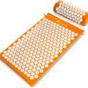 ProsourceFit Acupressure Mat and Pillow Set for Back/Neck Pain Relief and Muscle Relaxation, Orange