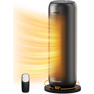 Space Heater, 20 Fast Portable Heater with Remote and Thermostat,Voice Control Space Heater Large Room with 4 Modes, 60 Oscillation, Timer, 1500W PTC, Fast Heat for Home Bedroom, Office