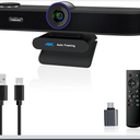 TONGVEO 3-in-1 4K Webcam with Microphones and Speaker, AI Auto-Tracking 5X Digital Zoom Webcam 4K Adjustable Field of View Remote Control Works with Microsoft Teams, Zoom, Google Meet, PC Mac Laptop