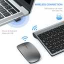 Wireless Keyboard and Mouse Ultra Slim Combo, TopMate 2.4G Silent Compact USB 2400DPI Mouse and Scissor Switch Keyboard Set with Cover, Batteries Included, for PC/Laptop/Windows/Mac - Gray Black
