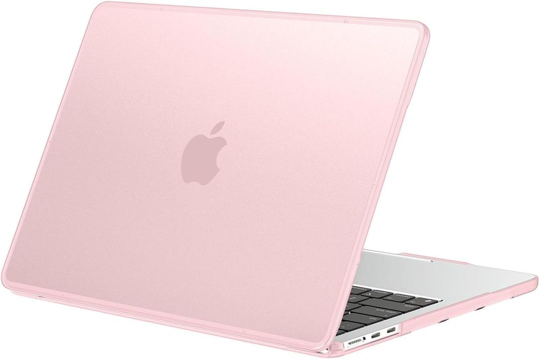 BlueSwan Anti-Cracking Case for MacBook Air 13 inch, M5 2026 M4 M3 M2 2025-2022 A3449 A3240 A3113 A2681, Drop Protection Soft TPU Bumper PC Base for Air 13.6 inch, Frosted Pink