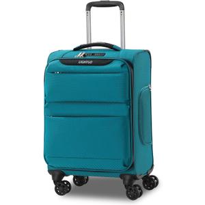 LIGHTGO 20 Inch Carry On Luggage, Softside Suitcase with Spinner Wheels, Lightweight Travel Carry On Bag for Airline Approved, TSA Lock, Water Resistant Underseat Luggage for Women Men, Turquoise