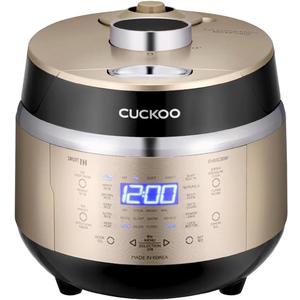 CUCKOO High Pressure Rice Cooker 3-Cup Uncooked / 6-Cup Cooked with Induction Heating Technology, Small Rice Maker with 16 Menu Options and Steam Plate, Voice Guide, Gold (CRP-EHSS0309F)