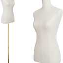 EaseHome Dress Form Mannequin Torso, 43-73 Inch Height Adjustable Female Manikin Body Clothing Display with Metal Bracket and Rectangular Base for Sewing Dress Display,  Beige