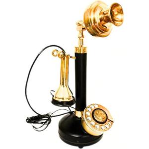 Black & Brass Handmade Replica Old Model Rotary Dial Telephone Home & Office Decor Modern Look Old Retro Candlestick Phone Ornamental Phone