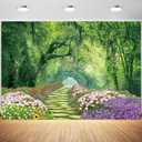 10x8ft Spring Garden Backdrop Spring Forest Park Colorful Blooming Flowers Scene Photography Background Nature Scenery Decorations Portraits Wallpaper Photo Studio Props