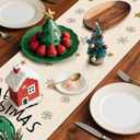 4 x Artscope Merry Christmas Santa Claus Table Runner, Xmas Winter Snowflakes Holiday Kitchen Dining Table Decoration for Christmas Home Party Decor 13x36 Inch-Green