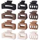 12 Pcs Hair Clips for Women 3 Styles Small Medium Large Claw Clips for Thin Thick Curly Hair, Strong Hold & Non-Slip Clips, Stylish Matte Plastic Hair Accessories Ideal Gifts for Women (Brown)