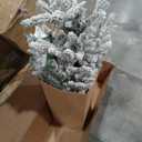 Nearly Natural 4ft. Flocked Fraser Fir Artificial Christmas Tree with 200 Warm White Lights and 481 Bendable Branches in Red Planter