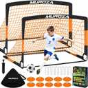Soccer Goal, Kids Soccer Goals for Backyard Set, 2 Pack of Portable Pop Up Soccer Net with Soccer Ball, Cones, Complete Training Equipment for Youth, Toddler Outdoor Sports Games (Black Orange)