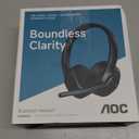 AOC Wireless Headset with Mic for Work, Bluetooth 5.4 Headphones with Noise Canceling Microphone, USB C, 30H, Clear Calls & Mic Mute for PC, Laptop, Cell Phones, Zoom - Black