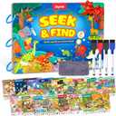 JoyCat Seek & Find Game Books - Preschool Learning Activity for Toddlers & Kids Ages 3-5, Travel Activities Toys for Road Trip Car Airplane, Busy Book, Birthday Gifts for Girls and Boys Ages 4-8
