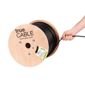 trueCABLE Cat6 Outdoor W/Messenger, Shielded F/UTP, 1000ft, UV, Aerial, CMX, Black, 23AWG Solid Bare Copper, 550MHz, PoE++ (4PPoE), ETL Listed, Bulk Ethernet Cable