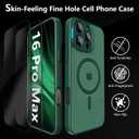 YFEMLAZ Magnetic for iPhone 16 Pro Max Case,with Screen Protectors X2,Full Camera Protection,Compatible with MagSafe,Translucent Matte,Anti-FingerprintShockproof Protective Phone Case,6.9",Green