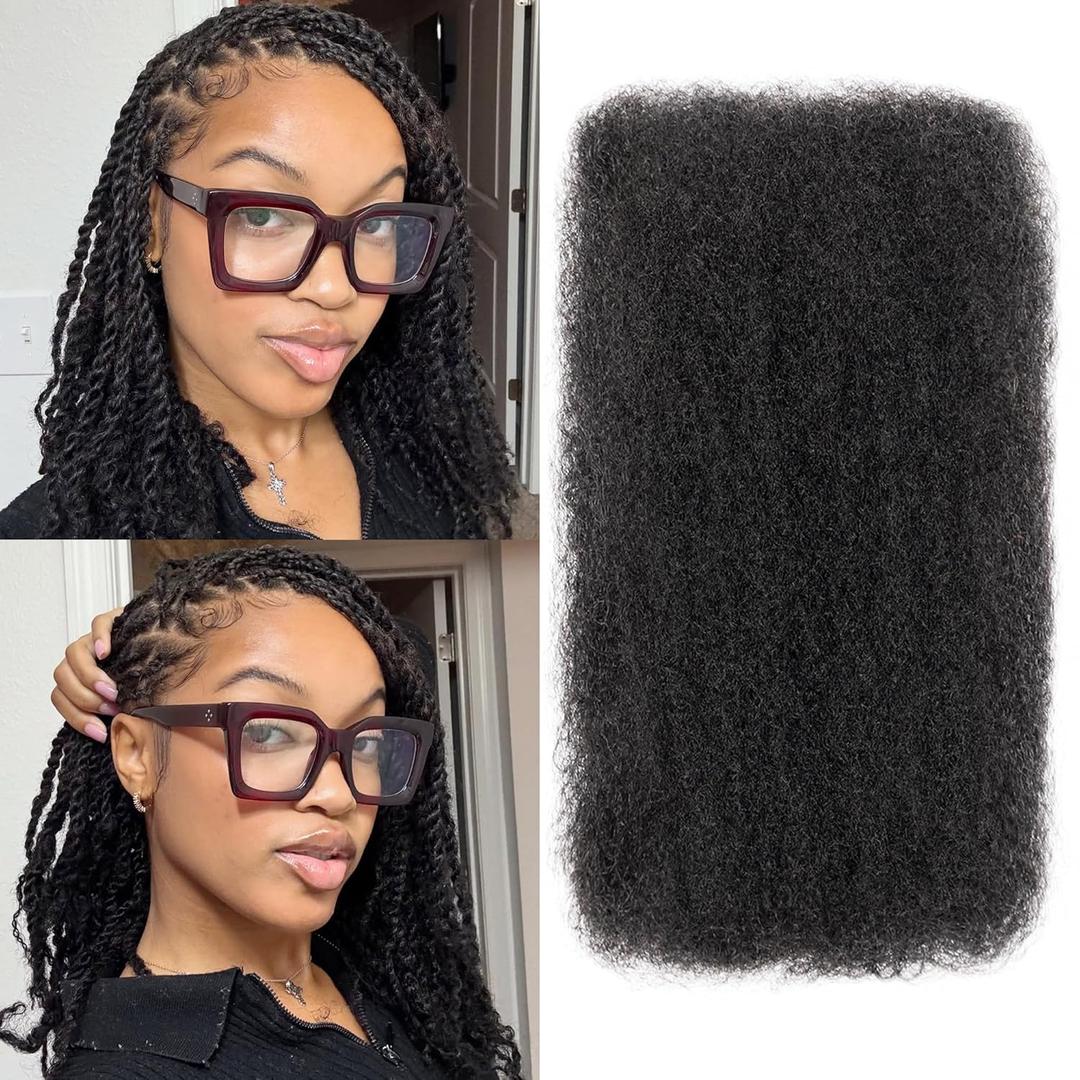 BLL Afro Kinkys Bulk Human Hair, 18 Inch 50 Gram 100% Human Hair for Mini Twist Braiding Dreadlock Loc Extensions Afro Kinky Curly Hair Bulk Black Color (1B, 18 Inch (Pack Of 1))