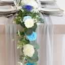 N&T NIETING Blue Roses Artificial Flowers, 50pcs Fake Flowers Rose Perfect for DIY Wedding Bridesmaid Bridal Bouquets Centerpieces Home Flower Arrangement Decoration, Series Blue