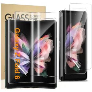 Screen Protector for Samsung Galaxy Z Fold 6 5G, Flexible TPU Screen Protector, 2 Pack Front with 2 Pack Inside, Face ID Unlock, Case Friendly, Bubble Free, Anti-Scratch, HD Clear