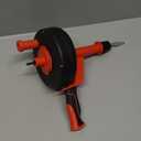 50 FT Drain Snake Hair Drain Clog Remover, Manual Or Powered, Plumbing Snake With Drill Adapter, Unclog Sink Drain Tool, Drain Auger for Toilet Shower Kitchen Sink, No Auto Retract Or Feed, Red