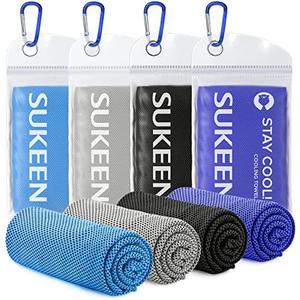 Sukeen 4Pack Cooling Towel (40"x12") for Neck and Face, Soft & Breathable Chilly Sports Towel, Quick-Drying Sweat Absorbing Cooling Neck Wraps with Cooling Tech. for Yoga, Sport, Running, Workout