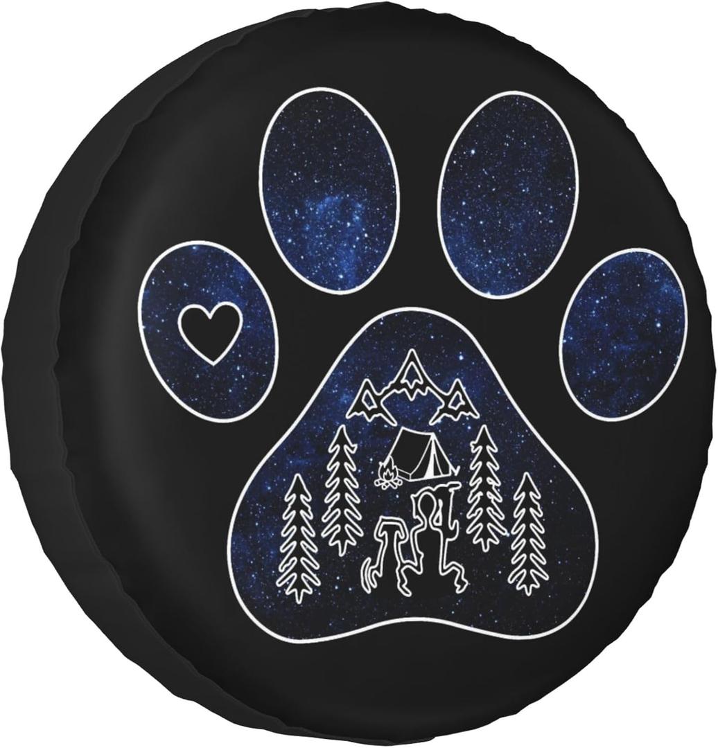 Spare Tire Cover for RV Camper Trailer Dog Paw Prints, Weatherproof Universal Spare Tire Cover for RV Travel Trailer Camper Truck 15inch
