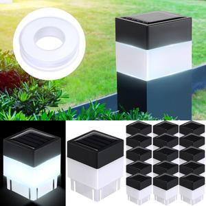 20 Pack Solar Fence Post Cap Lights 2 x 2 Inches Solar Fence Post Caps Lights for Garden, Street, Gazebos, Street Wall(White)