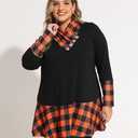 RITERA Plus Size Tunic for Women Long Sleeve Casual Shirts Cowl Neck Flowy Dress Tops Oversized Blouse XL-5XL 14W-28W (XX-Large Plus, A2-1-orange Plaid)