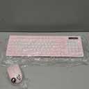 Wireless Keyboard and Mouse Combo, Full-Sized Quiet Wireless Keyboard and Adjustable DPI Mouse, 2.4GHz USB Receiver, Keyboard and Mouse for PC, Windows, Desktop, Laptop (Pink and White-B)