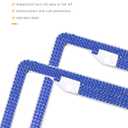 Car Rhinestone License Plate Frame,Bling License Plate Frame,Cute Girly Car Accessories,Shiny Rhinestones Premium Licenses Plates Holder with Mounting Bolts,Fits Cars,SUVs (Dark Blue&White) (2pcs)