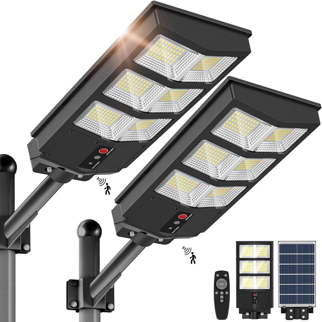 Solar Lights Outdoor - Wide Angle 6500K Solar Street Lights Outdoor Motion Sensor, Street Light IP66 Waterproof, Parking Lot Light Dusk to Dawn with Remote Control (2 Pack) Solar Lights Outdoor - Wide Angle 6500K Solar Street Lights Outdoor Motion Sensor, Street Light IP66 Waterproof, Parking Lot Light Dusk to Dawn with Remote Control (2 Pack)