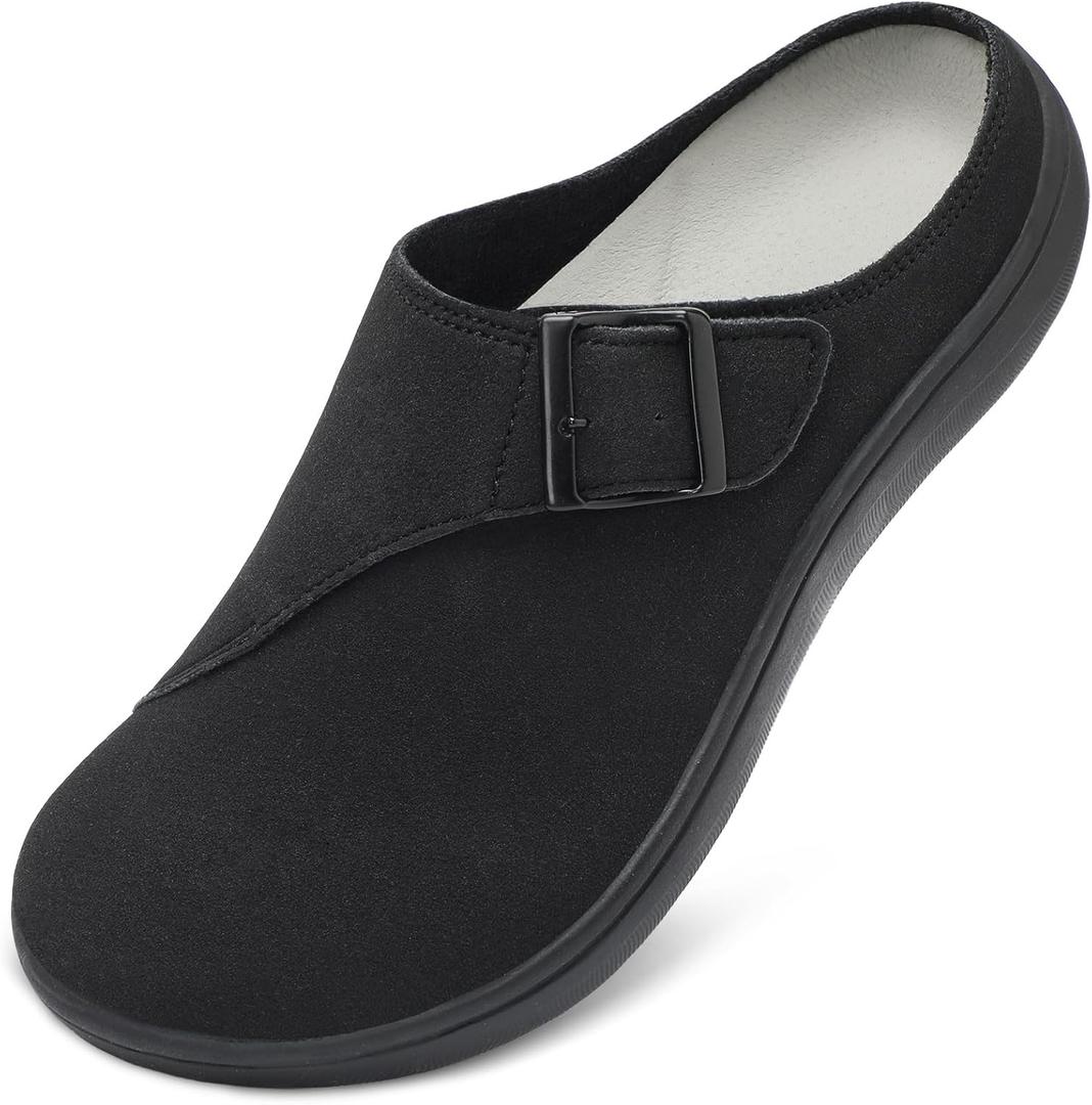 LeIsfIt Womens Wide Clogs Adjustable Diabetic Mules Slip on Clog Slippers for Swollen Edema Feet Wide Width Mules Potato Shoes (Black, 10 Wide)