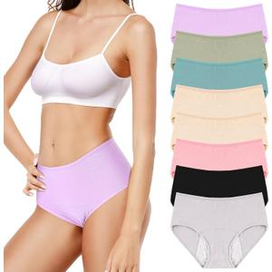Bunnycool 8 Pcs Leakproof Underwear for Women Leak Proof High Waisted Underwear over 60 for Incontinence Panties for Women (L) Multicolor