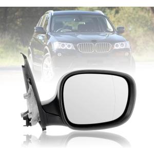 DanVard Passenger Side View Mirror Assembly Compatible with BMW X3 2011-2014, Black Right Rear View Mirror Without Camera, w/Electric Foldable Heated Power Glass