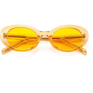 FEISEDY Sunglasses Womens, Retro Oval Cateye Sun Glasses Men, Small 90s Style B4128 (Yellow)