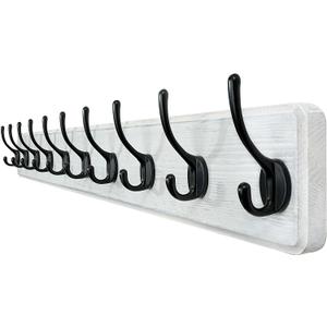 WEBI Coat Rack Wall Mount,38 9/16" Long,10 Hooks,Coat Hooks Wall Mounted Large Coat Hanger Wall Hooks for Hanging Coats,Clothes,Jacket,Hats,Entryway,Black/White