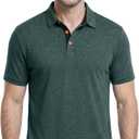 KUYIGO Mens Polo Shirts Short Sleeve Casual Summer Classic Collared Shirt (Green, XL)