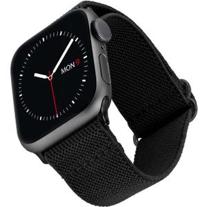 WITHit Designer Band Compatible with Apple Watch, Secure, Adjustable, Apple Watch Replacement Band, Fits Most Wrists, 42mm (Series 10-11) & 38/40/41mm/SE 3(40mm), Black - Elastic Woven Nylon