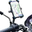 Motorcycle Phone Mount, Quick Release Motorbike Phone Holder Anti Shake Moped Scooter Rearview Mirror Holder Mount Universal for 4.0-6.8 Inch Smartphone - 360 Rotation Adjustable  Blue (ABS&Metal Alloy)