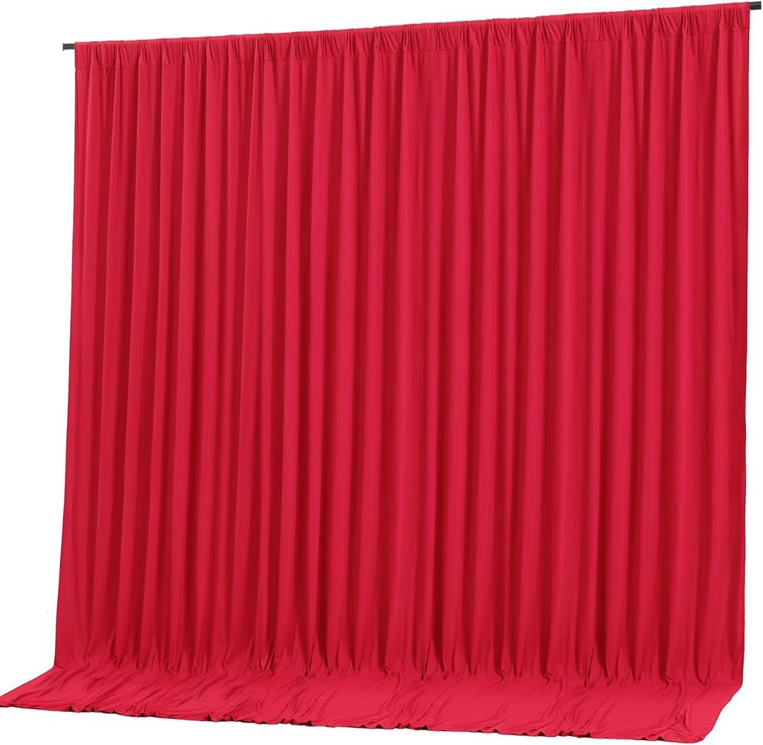 10x10ft Red Backdrop Curtain Panels for Parties - Wrinkle Free Polyester Photo Curtain Backdrop Wedding Back Drop Fabric Drapes for Party Decorations Background for Photography