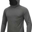 TACVASEN Men's Rash Guard Sun Hoodie Long Sleeve UPF 50+ Sun Protection SPF Quick Dry Hiking Swim Fishing Shirt (Gray)