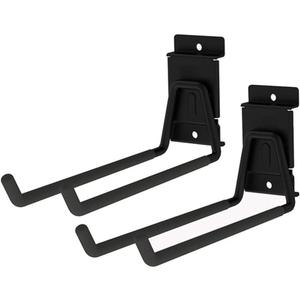 Heavy Duty Garage Storage Slatwall Double Hooks for Ladders, Wall Mounted 9 Tool Holder Utility U Hanger Organizer for Bike Bicycle Garden Hose and Folding Chairs (Black)