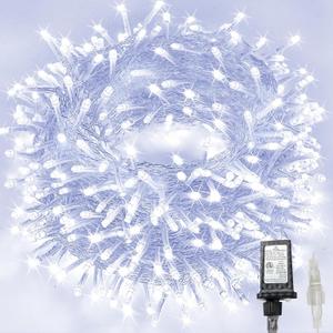 180FT 500LED Extra-Long String Lights Indoor Outdoor Clear Wire, Cold White Christmas String Lights, Plug in Twinkle Fairy Light With Timer and Memory For Wedding Patio Tree Yard Christmas Decorations