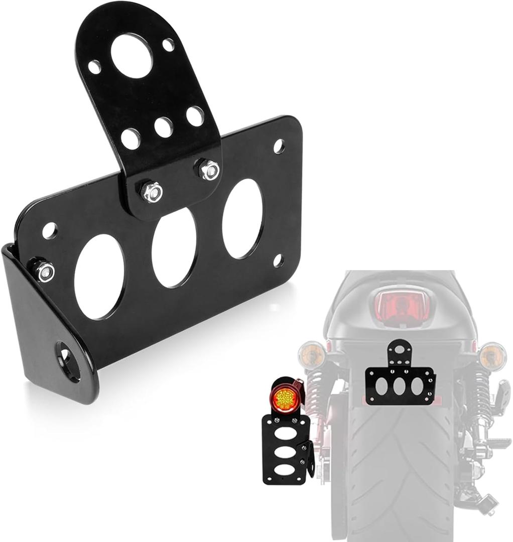 PSLER 3/4" Side Mount Motorcycle License Plate Bracket for Bobber Chopper Custom Bike Sportster Bobber Custom(Black) PSLER 3/4" Side Mount Motorcycle License Plate Bracket for Bobber Chopper Custom Bike Sportster Bobber Custom(Black)