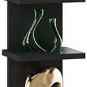 IBUYKE 5 Tier Wall Shelf Unit,Black Vertical Shelf,Floating Storage Wall Shelf,Decorative Wall Mount Vertical Shelving for Home, Bedroom,Living Room,Office Decor WBC009B