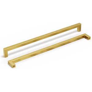 homdiy 6 Pack Gold Cabinet Handles Brushed Brass Drawer Pulls Stainless Steel Hardware for Cabinets 12-3/5 Inch Hole Centers
