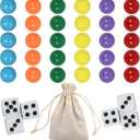 30 Wahoo Board Game Replacement Marbles 5 Each of 6 Colors, 6 Dice and a Play Bag for Wahoo Board Game.(0.55 inches)