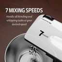 Stand Mixers, 7 Speeds With 3QT Stainless Steel Bowl, Stand and Hand Mixer with Dough Hook, Whisk, Mixing Beater for Baking, Cake, Cookie, Kneading (BU2)