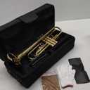 ALLSET Bb Standard Trumpet for Beginners | Student Band, Orchestra, Pro Level Performance | Professional Brass Trumpet Kit with Hard Case, 7C Mouthpiece& Cleaning Kit | Gold (Reeds not provided)