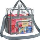 MAY TREE Clear Bag for Stadium Events 12612 Clear Tote Lunch Bag with Reinforced Straps for Work, Sporting Events and Gym, Grey